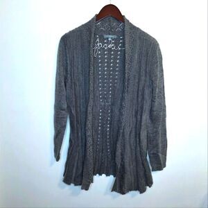 NY Collection Gray Open Cardigan Sweater Size Medium
